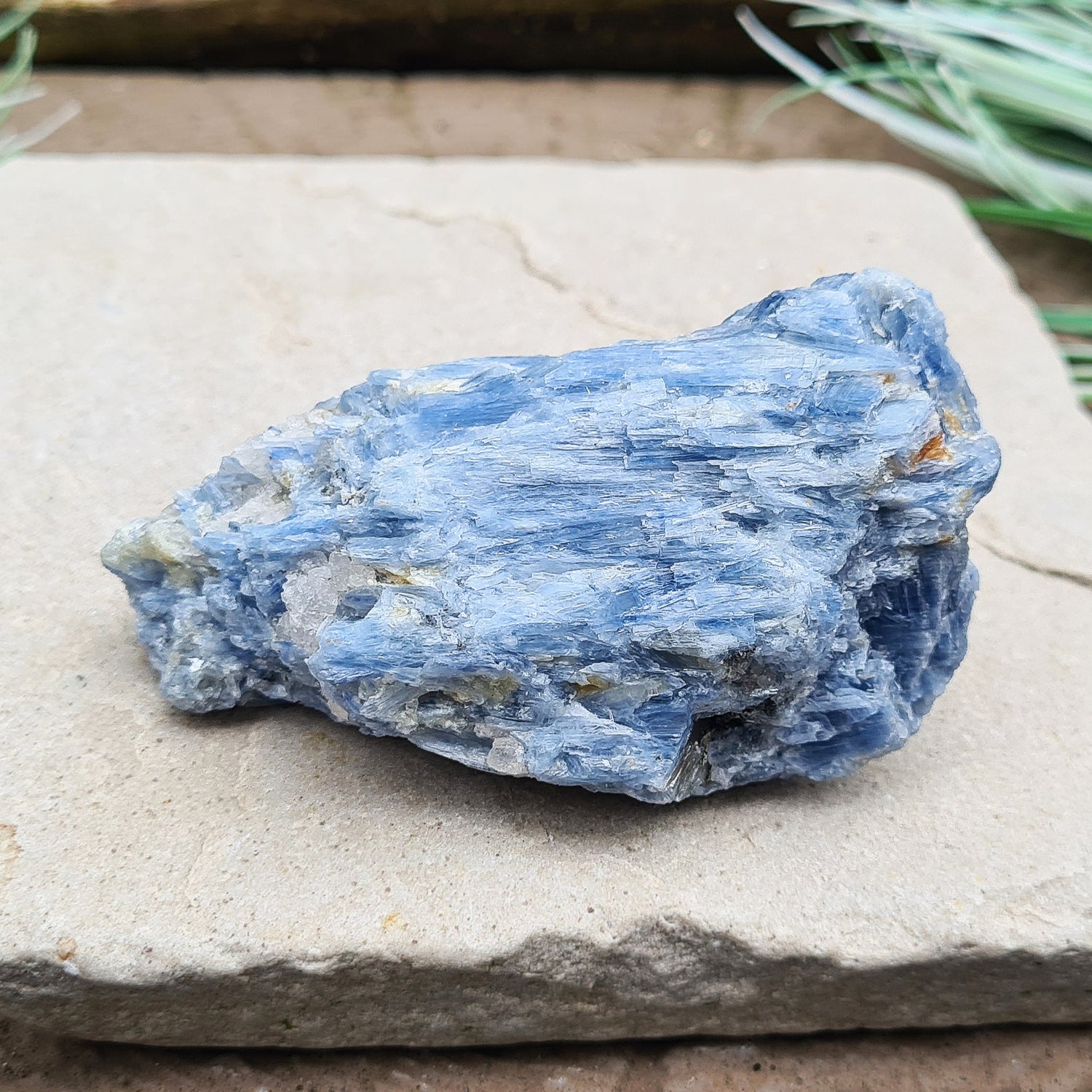 Natural Blue Kyanite Crystal Cluster. Shiny sparkly Blue Kyanite blades with a little Quartz create this wonderful cluster. High grade quality. From Brazil.