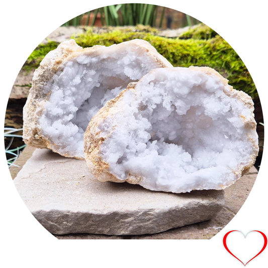 Quartz Crystal Geode Pair