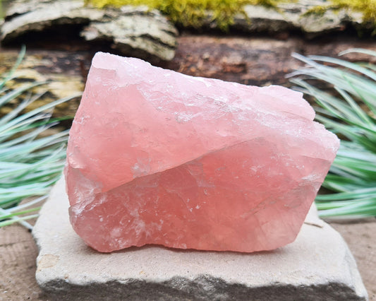 Rose Quartz Crystal, Natural, from Namibia, Africa. Lovely pink colouring, will stand on an even surface.