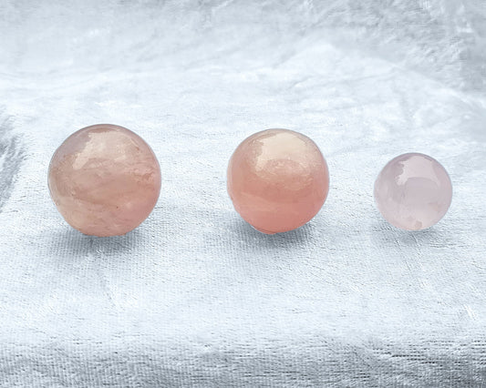 Rose Quartz Crystal Sphere, Rose Quartz Crystal Ball, Mini Spheres from Brazil. 