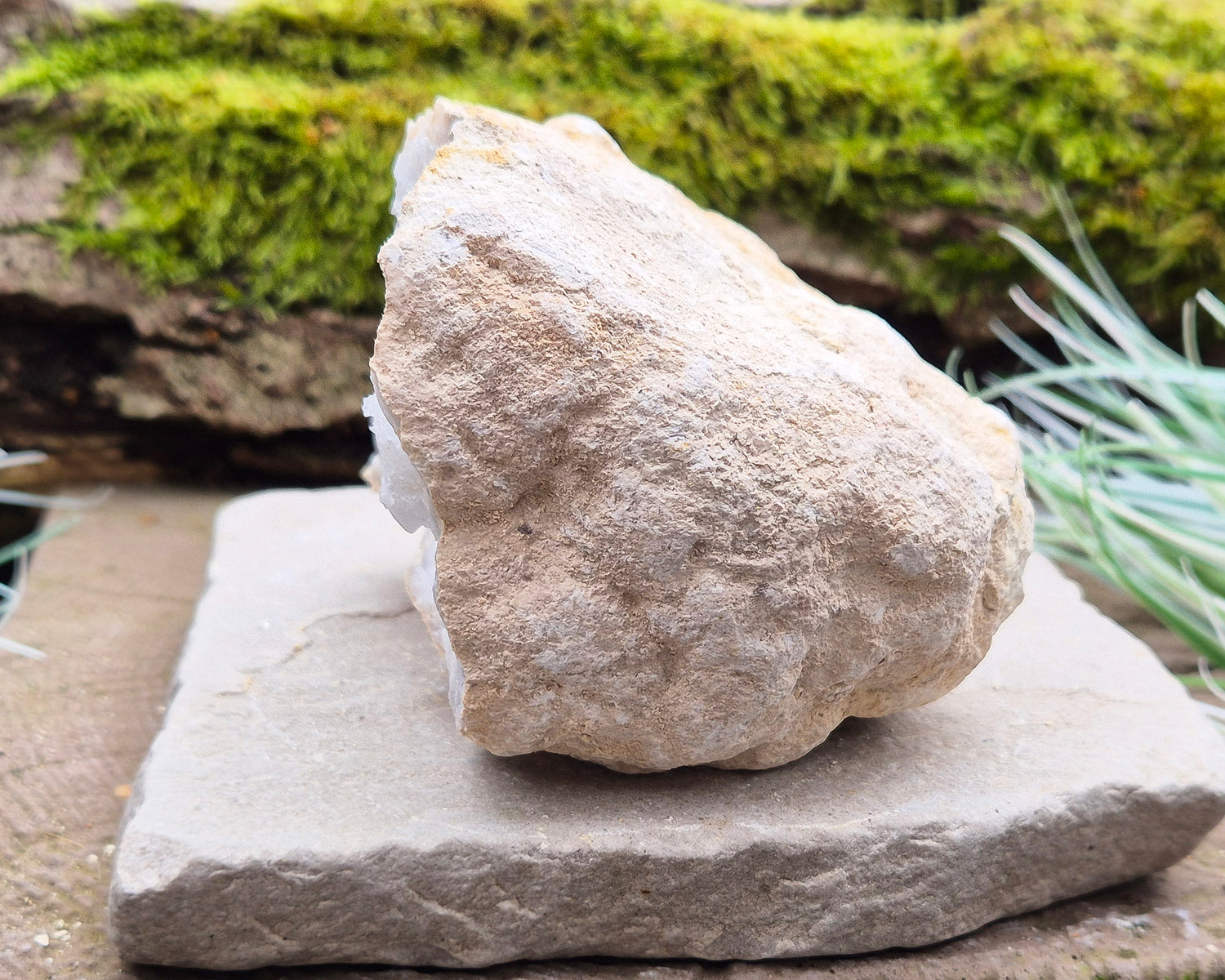 White Quartz Crystal Geode Pair, from Morocco. Lovely sparkling white quartz crystal formations in both sections of the geode. Each can sit on a flat surface on its own.