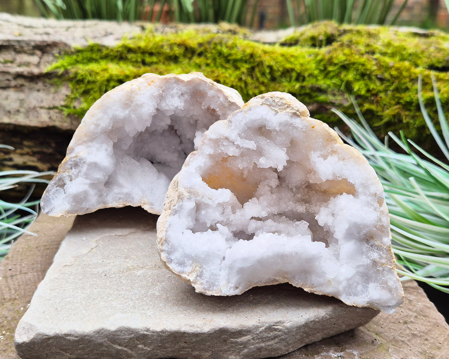 Pair of Quartz Crystal Geodes, self standing