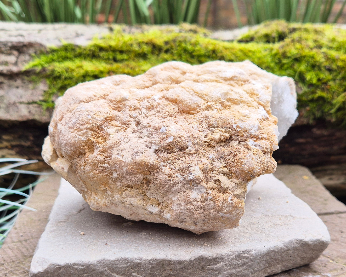 White Quartz Crystal Geode Pair, from Morocco. Lovely sparkling white quartz crystal formations in both sections of the geode. I will include a clear acrylic stand for one of the section to sit on.