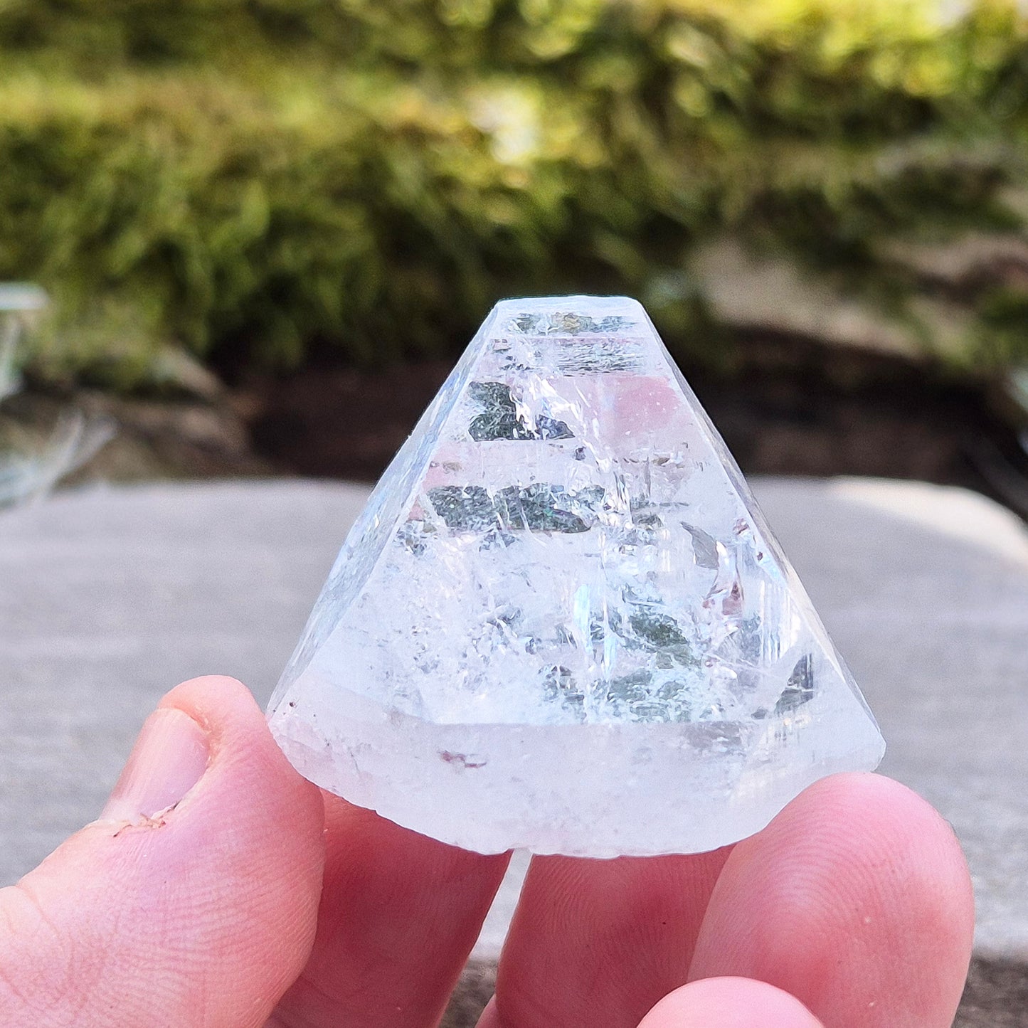 Apophyllite Crystal Tip or Apophyllite Crystal Pyramid, Natural, From Pune, India. Super clarity and light reflection.