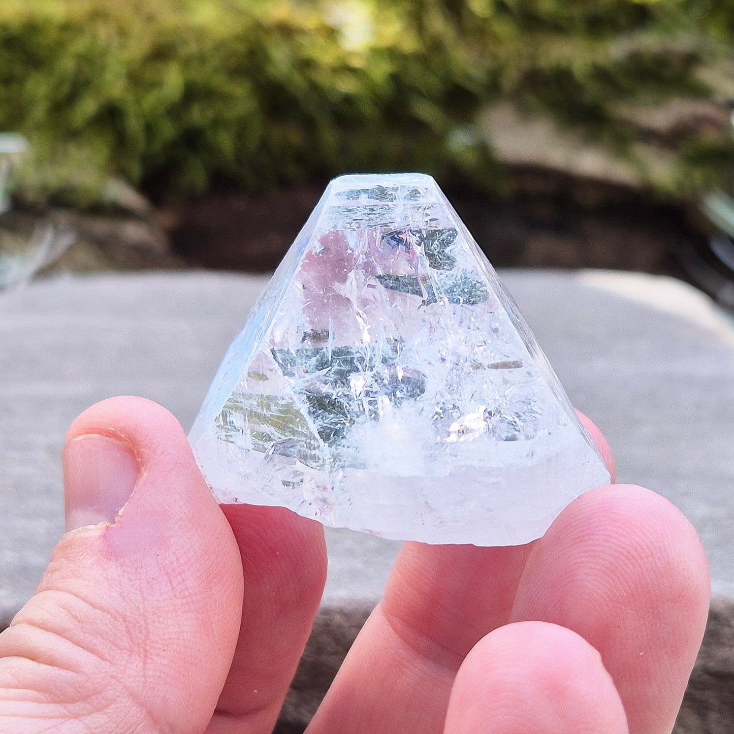 Apophyllite Crystal Tip or Apophyllite Crystal Pyramid, Natural, From Pune, India. Super clarity and light reflection.