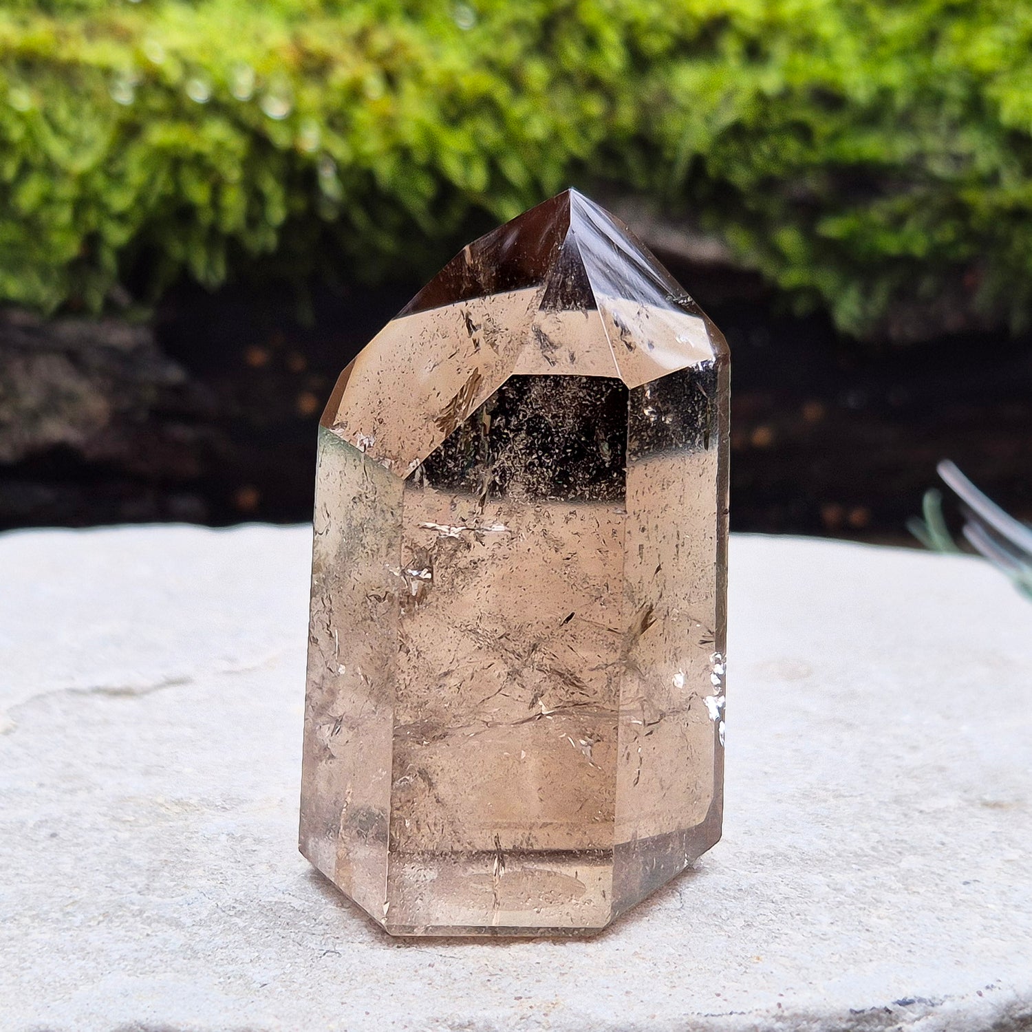 Smoky quartz crystal, a natural gemstone promoting emotional balance and clarity, ideal for meditation and crystal healing.