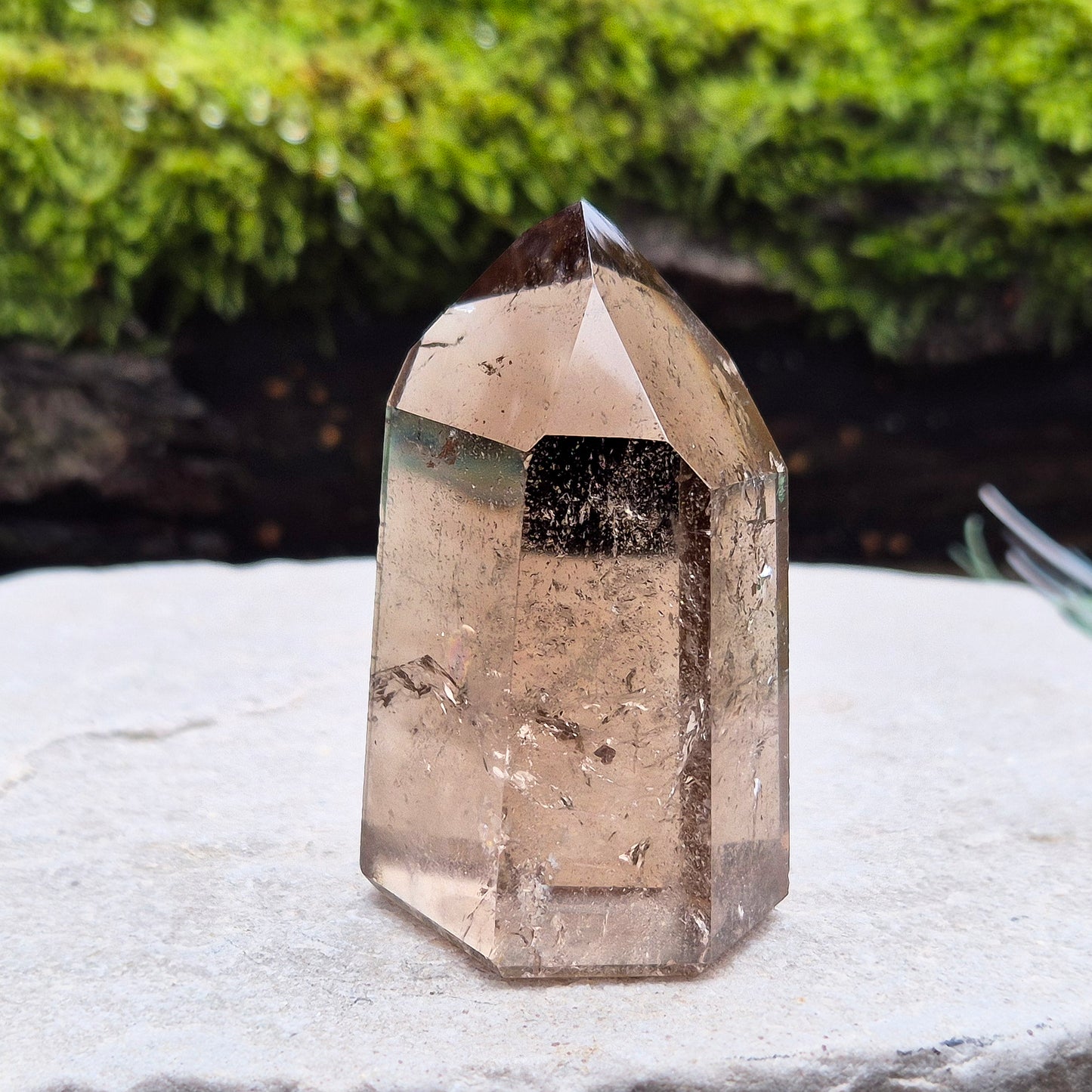 Smoky quartz crystal, a natural gemstone promoting emotional balance and clarity, ideal for meditation and crystal healing.