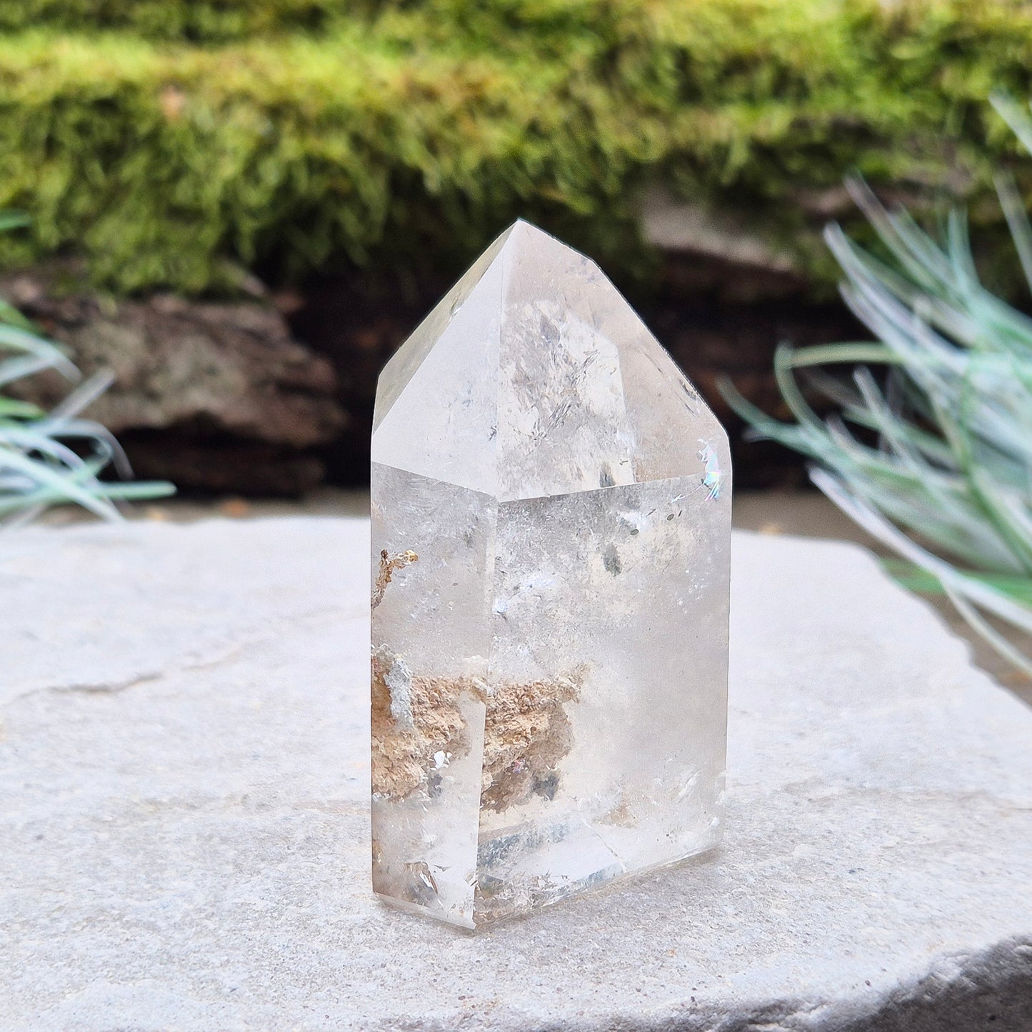 Quartz Standing Point with Inclusions from Brazil.