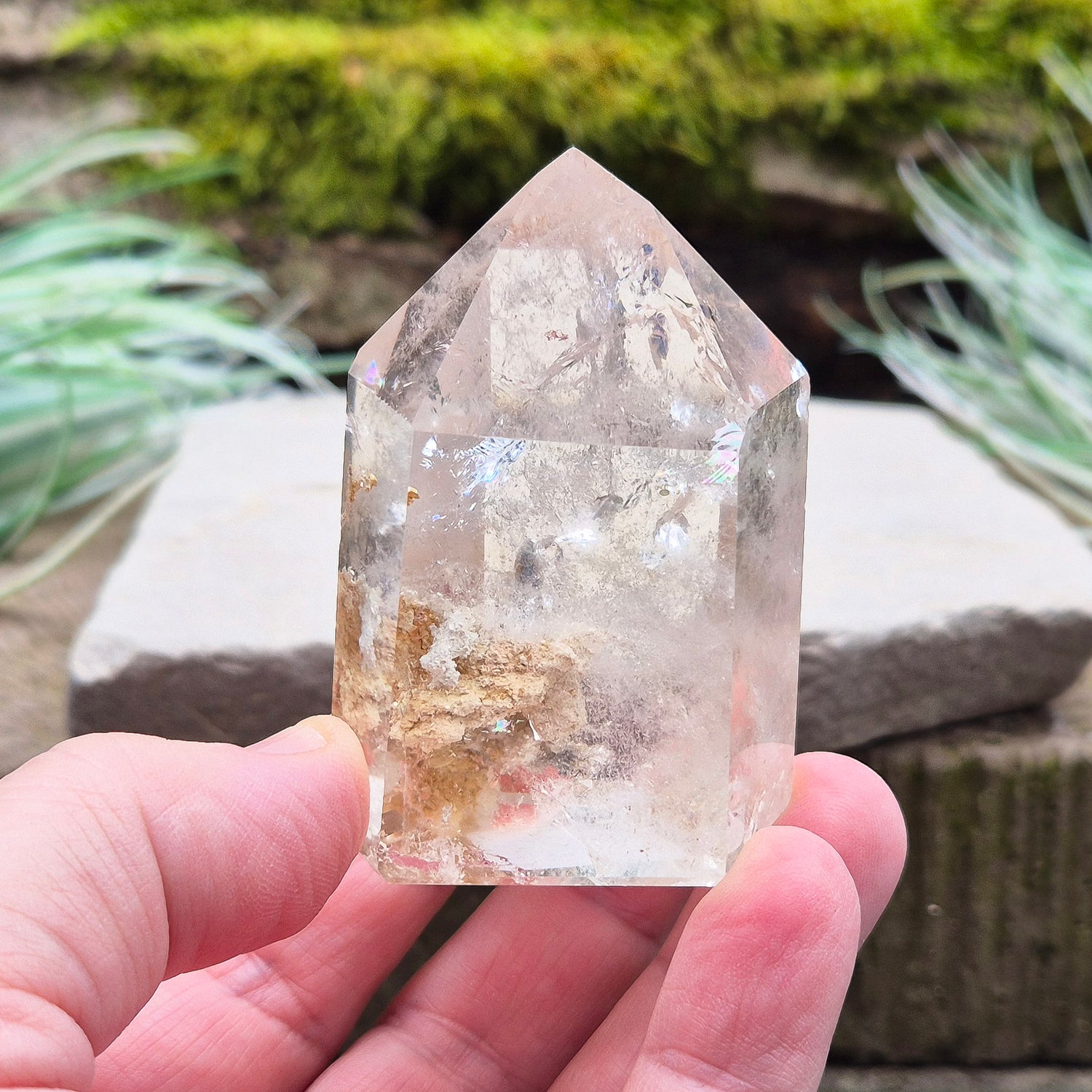 Quartz Standing Point with Inclusions from Brazil.