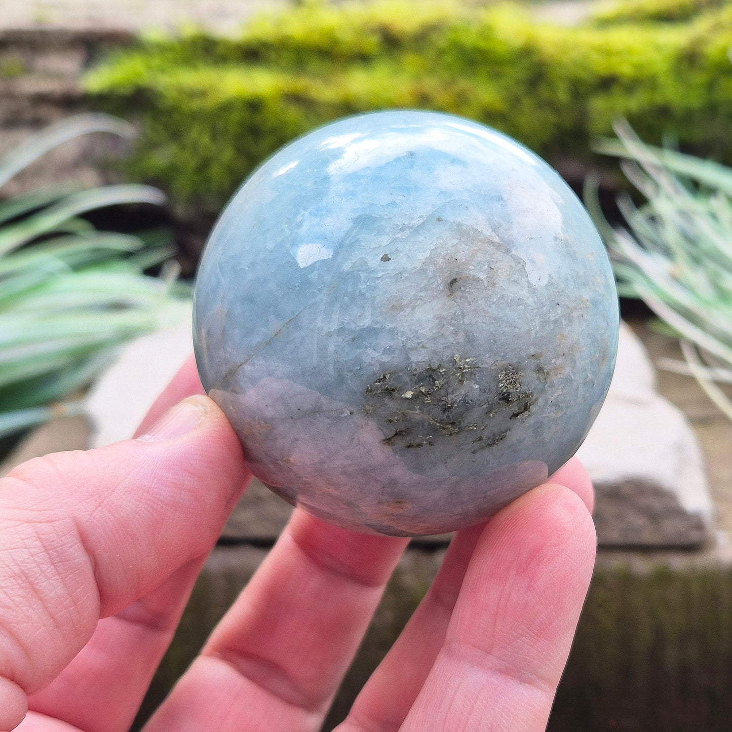 Aquamarine Crystal Sphere – Subtle Opalescent Effect