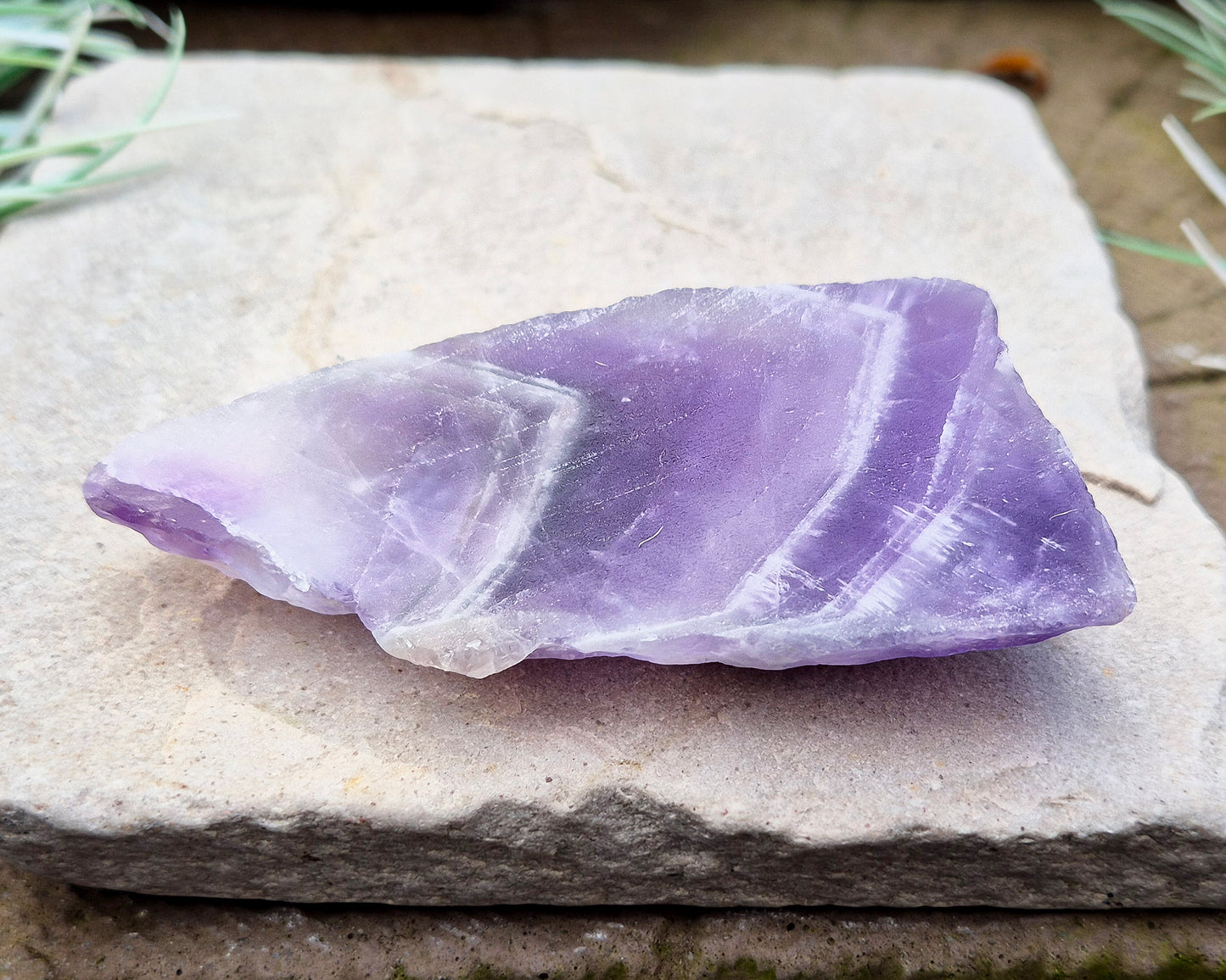 Chevron Amethyst Crystal Platform. I love how this crystal shows the natural beauty of purple Amethyst and white Quartz in a banded pattern. 