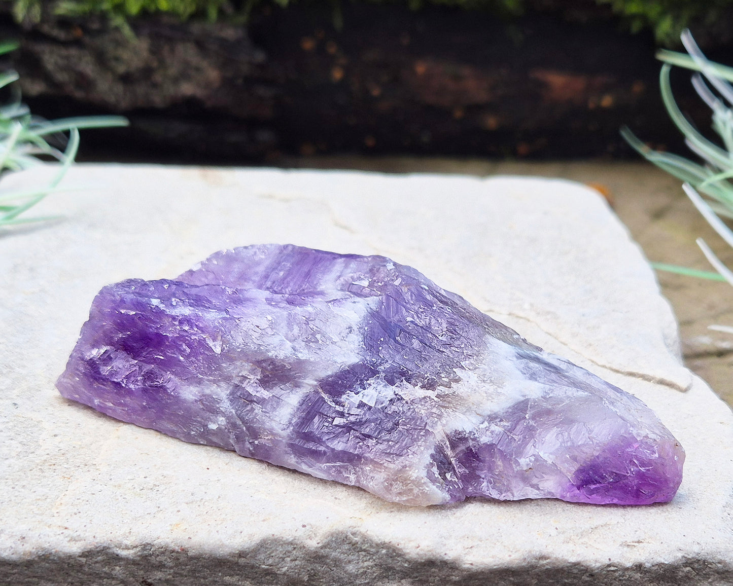 Chevron Amethyst Crystal Platform. I love how this crystal shows the natural beauty of purple Amethyst and white Quartz in a banded pattern. 