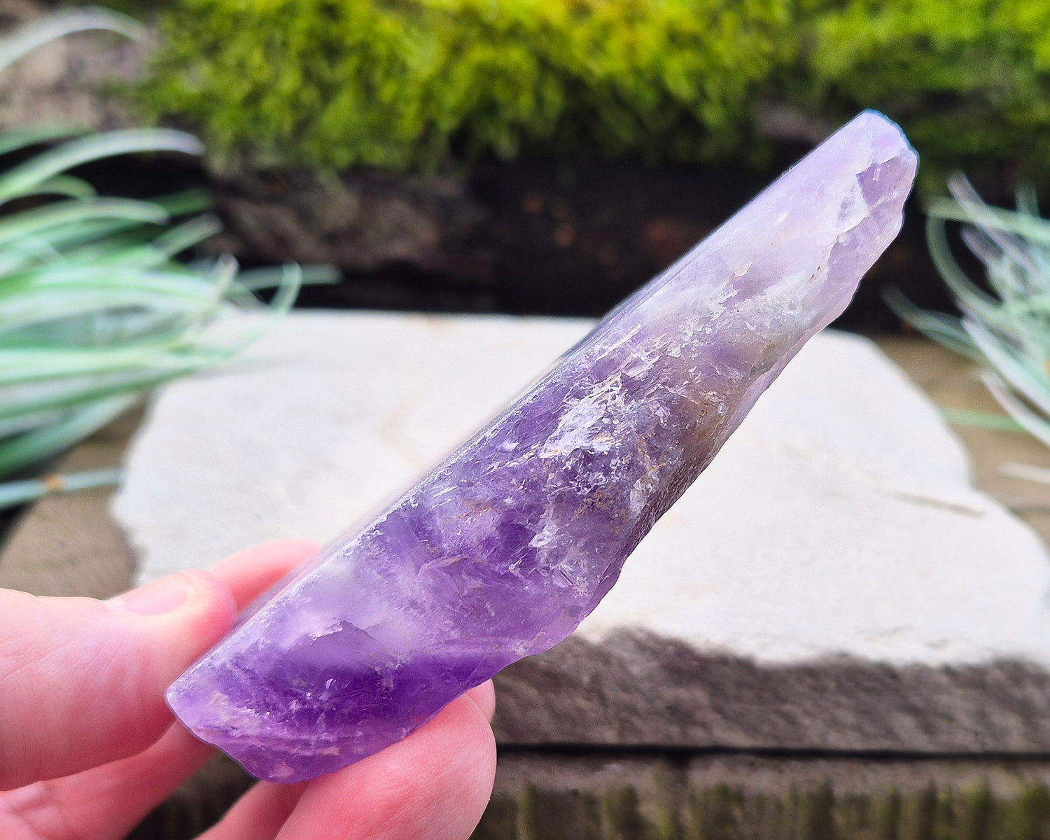 Chevron Amethyst Crystal Platform. I love how this crystal shows the natural beauty of purple Amethyst and white Quartz in a banded pattern. 