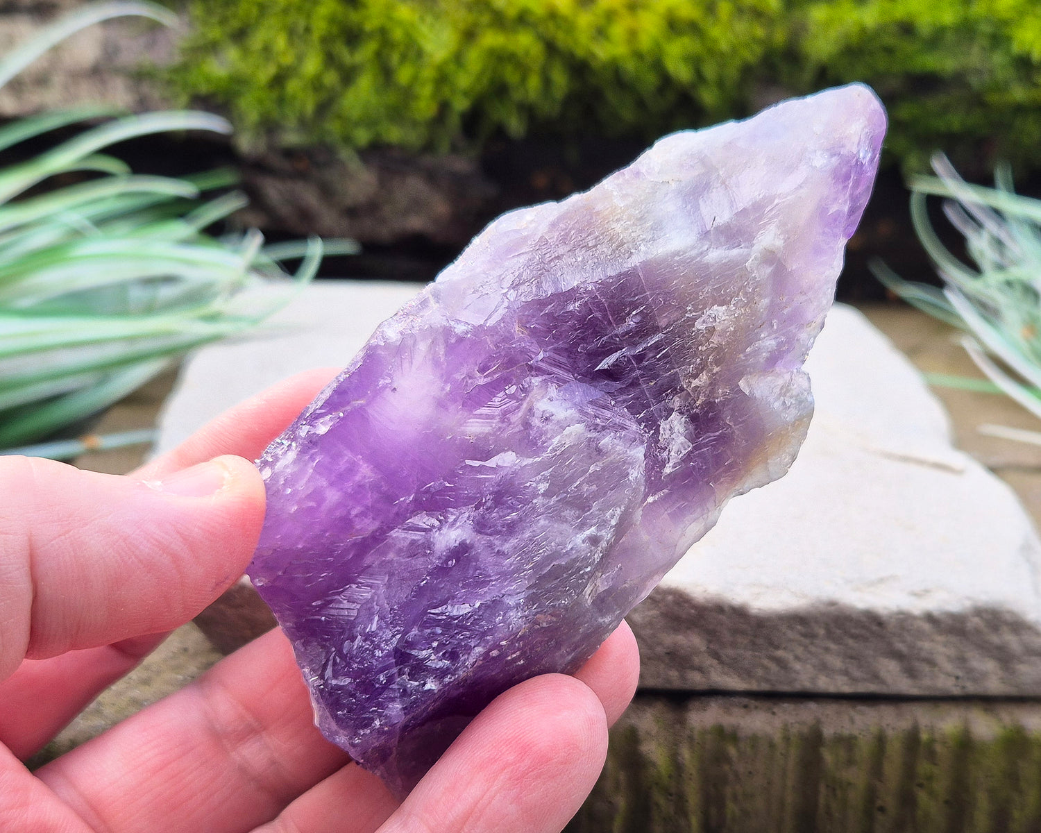 Chevron Amethyst Crystal Platform. I love how this crystal shows the natural beauty of purple Amethyst and white Quartz in a banded pattern. 