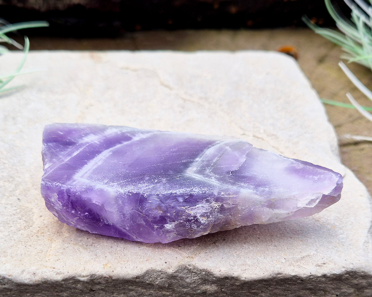 Chevron Amethyst Crystal Platform. I love how this crystal shows the natural beauty of purple Amethyst and white Quartz in a banded pattern. 