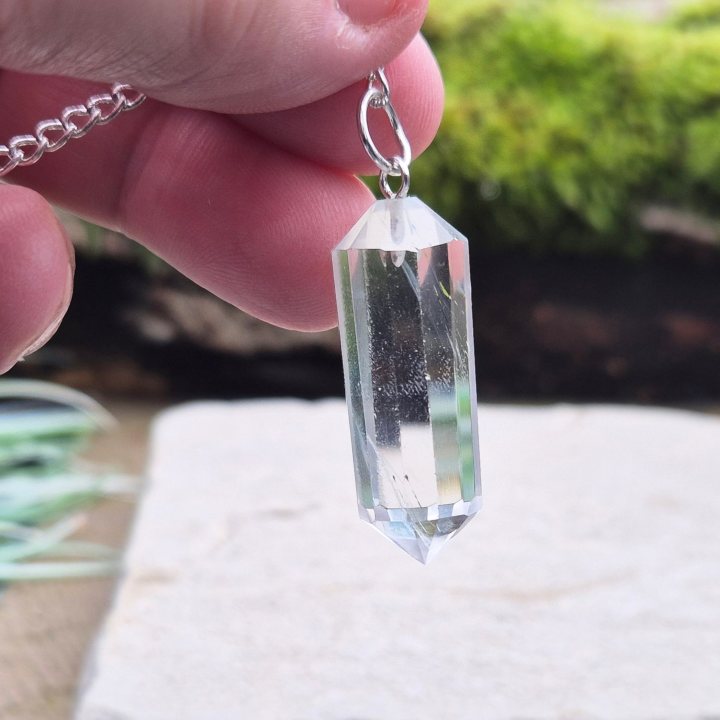 Quartz Crystal Pendulum, Clear Quartz Dowser, this is a double terminated crystal. Comes in a box or pouch to keep it in.