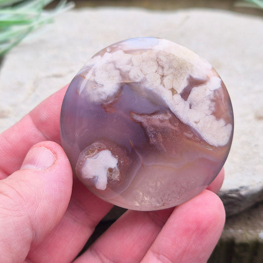 Enhance your energy with a Flower Agate Palm Stone! Perfect for balance, growth & calming vibes. Hand-polished, unique patterns. Shop now!