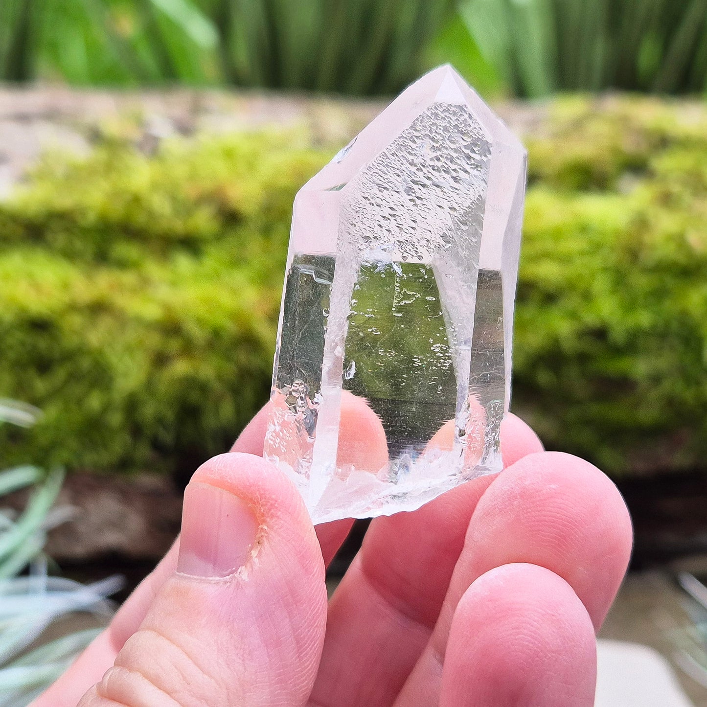 Starbrary Quartz Crystal Point From Brazil. This crystal is a point has nice clarity and lovely Starbrary markings on 3 sides.