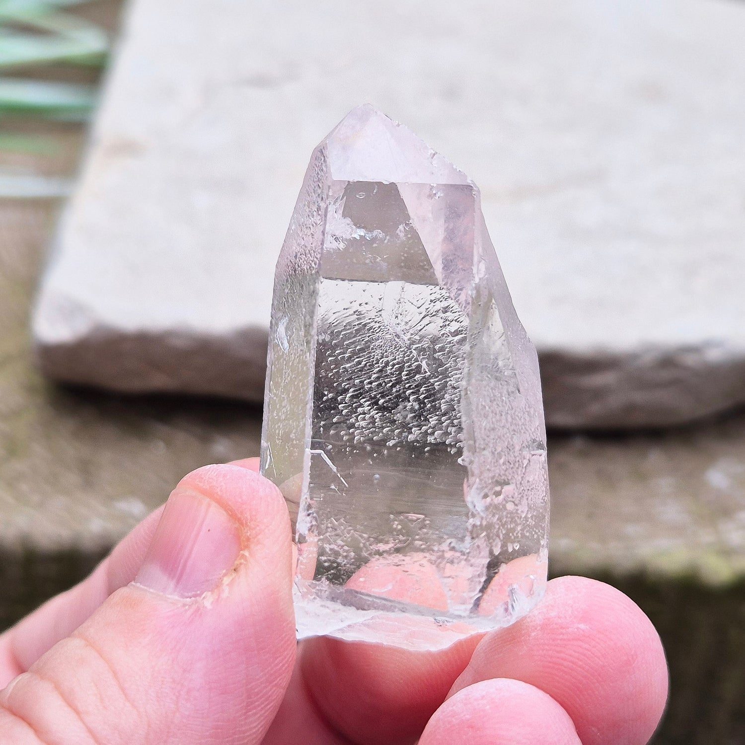 Starbrary Quartz Crystal Point From Brazil. This crystal is a point has nice clarity and lovely Starbrary markings on 3 sides.