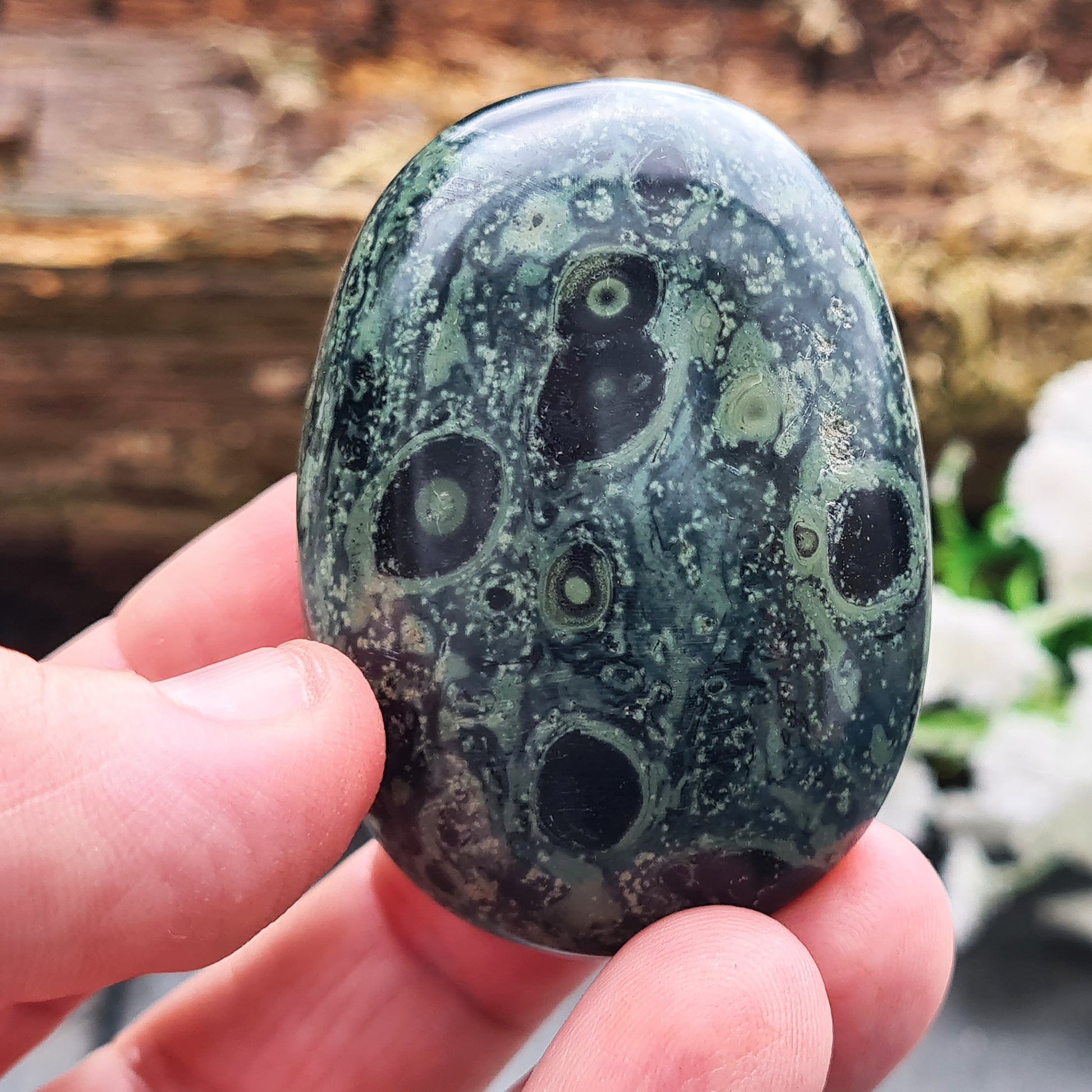 Kambaba Jasper: Grounding and calming crystal to stabilize emotions, reduce stress, and reconnect with Earth's natural energies.