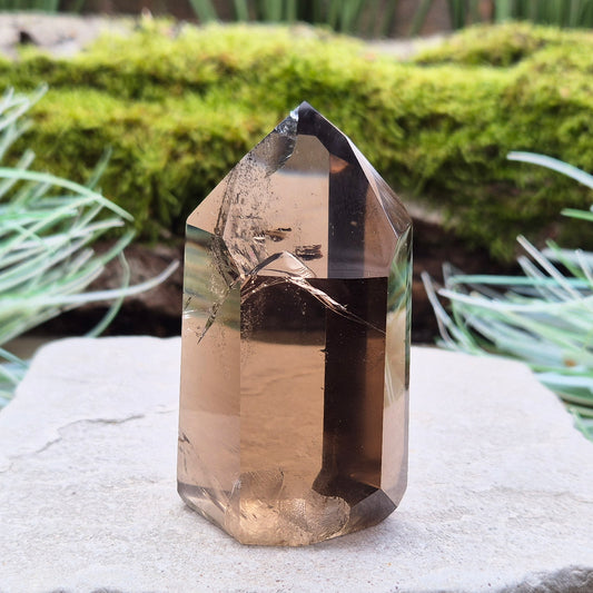 Smoky Quartz Point from Brazil. Natural dark Smoky Quartz polished point. 