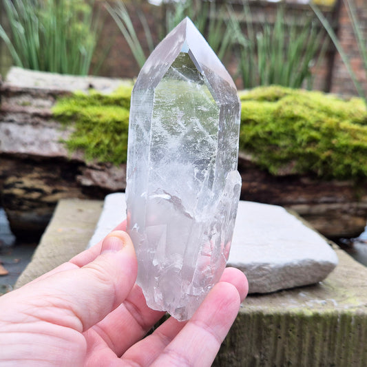 Quartz Crystal Point with Companion Crystal from Brazil. This is a wonderfully natural quartz point with a companion crystal on one of its sides. 