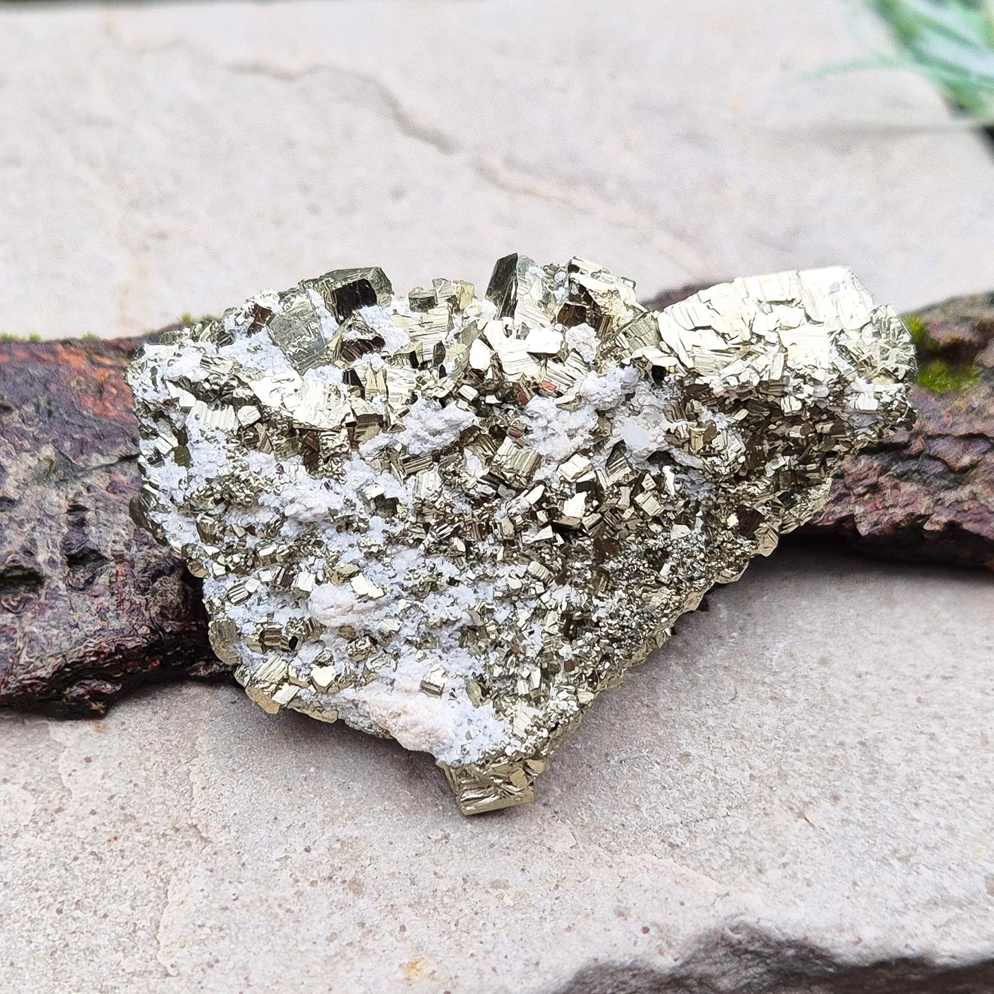 Pyrite Crystal Cluster, from Minas Gerais, Brazil, also known as Fools Gold or Iron Pyrite. Minas Gerais is known for producing high quality Pyrite. This is an A grade specimen with lovely cubic formations.