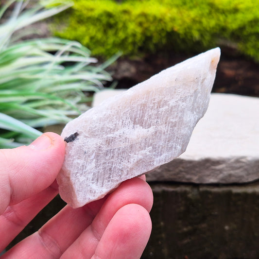 Natural Moonstone (white) crystal. from India. lovely opalescence when light is on the crystal.