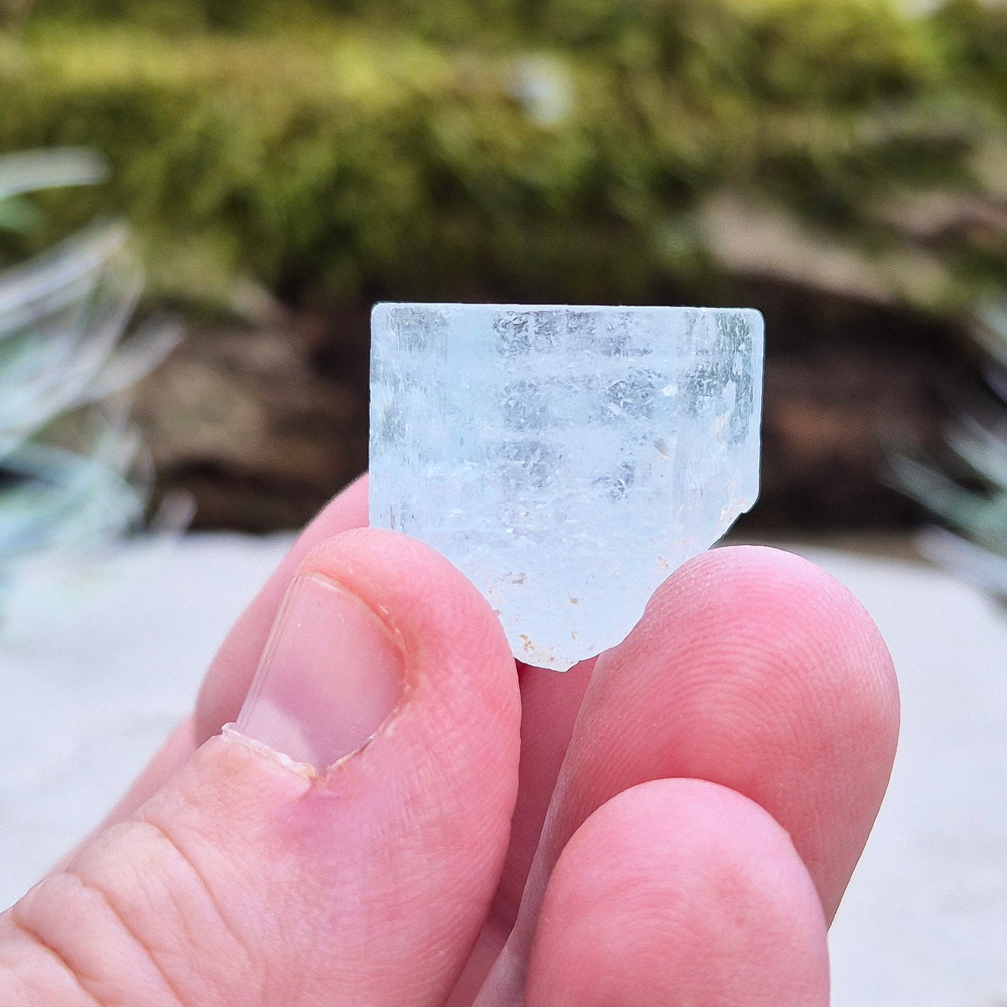 Natural Aquamarine Hexagonal Crystal, pale Aqua Blue, Calm & Clarity, India