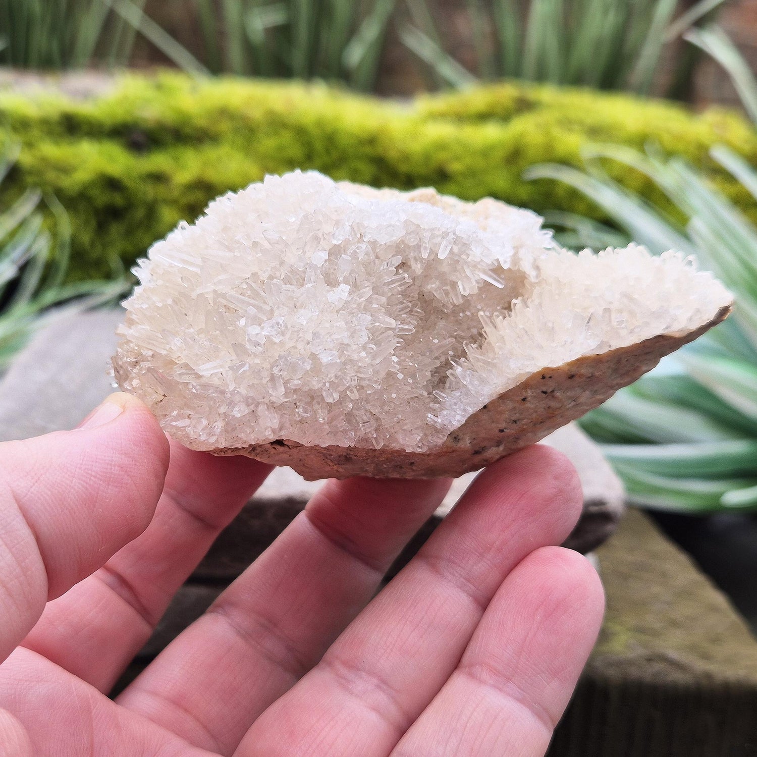 Quartz Crystal Cluster. From Indonesia. This cluster has fine needle like crystal points covering the base matrix. A goreous and very unique cluster.