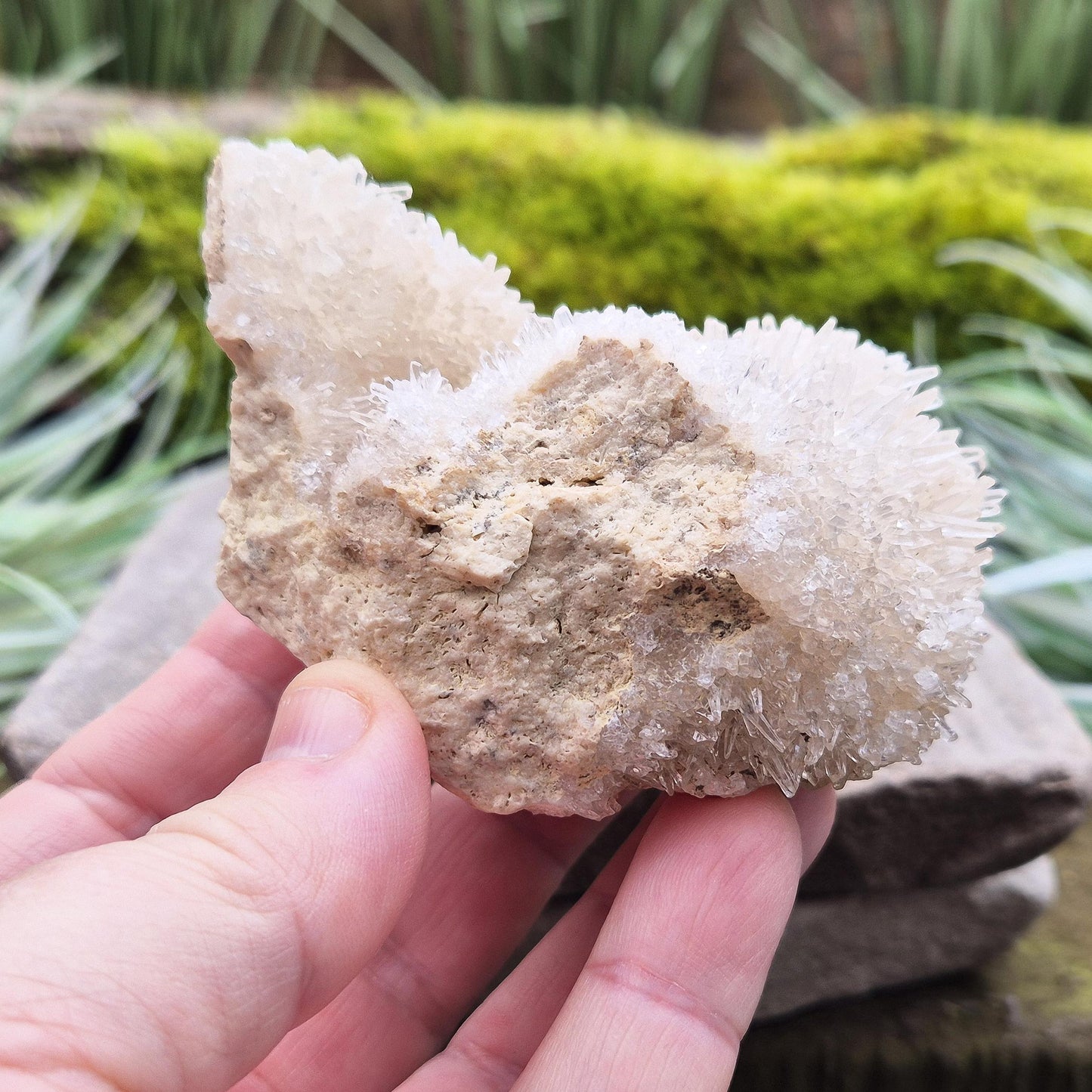 Quartz Crystal Cluster. From Indonesia. This cluster has fine needle like crystal points covering the base matrix. A goreous and very unique cluster.