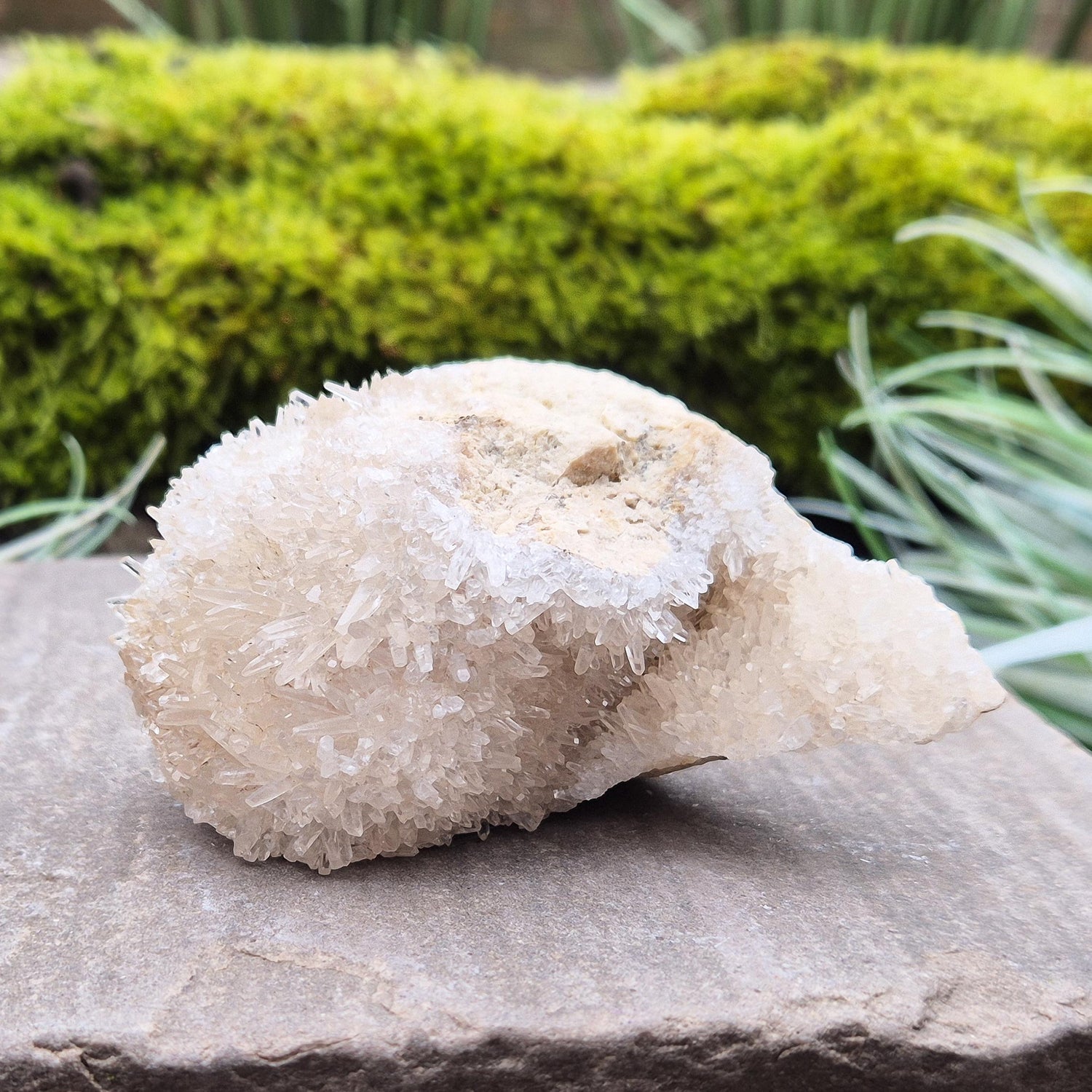 Quartz Crystal Cluster. From Indonesia. This cluster has fine needle like crystal points covering the base matrix. A goreous and very unique cluster.