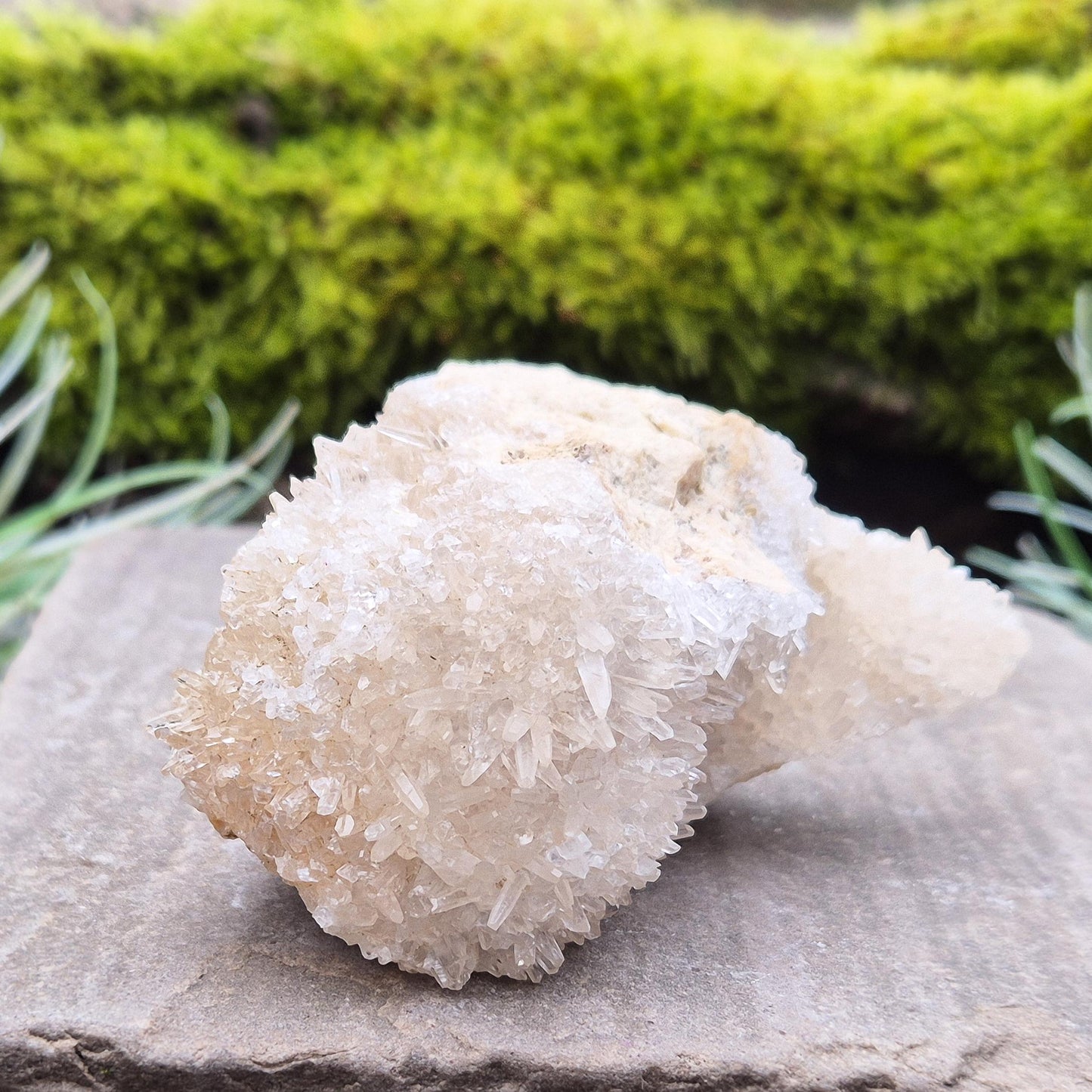 Quartz Crystal Cluster. From Indonesia. This cluster has fine needle like crystal points covering the base matrix. A goreous and very unique cluster.