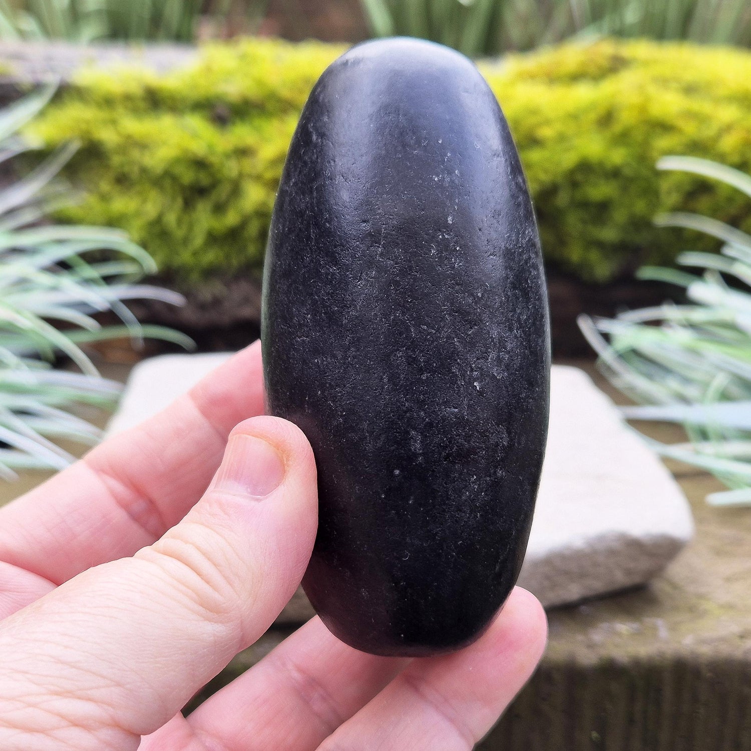 Black Shiva Lingham. These rare stones, found only in India’s sacred Narmada River, are naturally shaped and smoothed over thousands of years by the river’s currents.