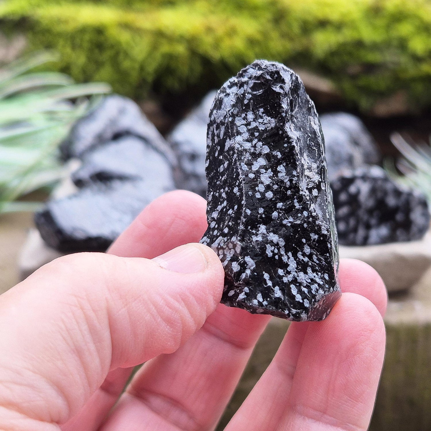 Natural Snowflake Obsidian pieces from the USA. Natural chunks of snowflake obsidian. You get 2 pieces as shown in the photos.