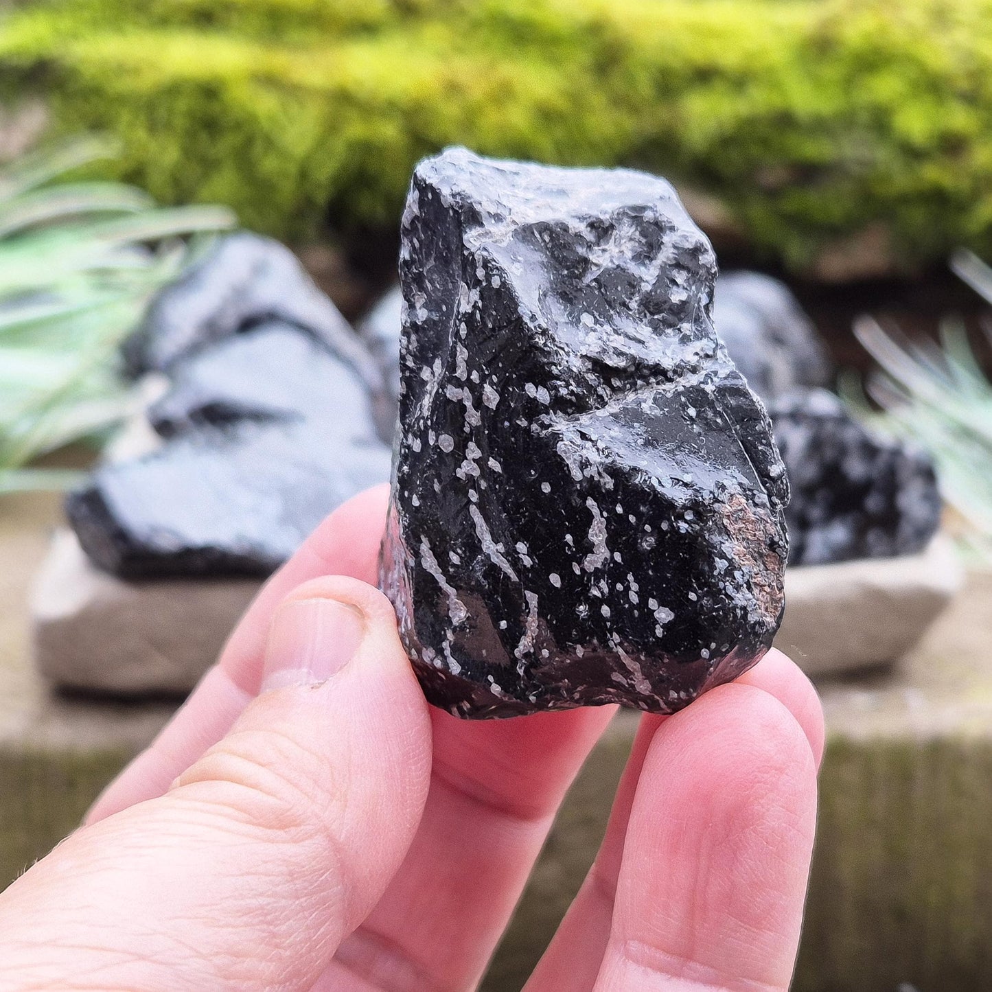 Natural Snowflake Obsidian pieces from the USA. Natural chunks of snowflake obsidian. You get 2 pieces as shown in the photos.