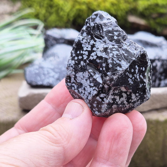 Natural Snowflake Obsidian pieces from the USA. Natural chunks of snowflake obsidian. You get 2 pieces as shown in the photos.