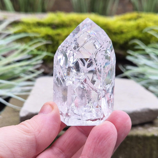 Fire and Ice Quartz Crystal Point, Rainbow Quartz, supports Focus & Clarity