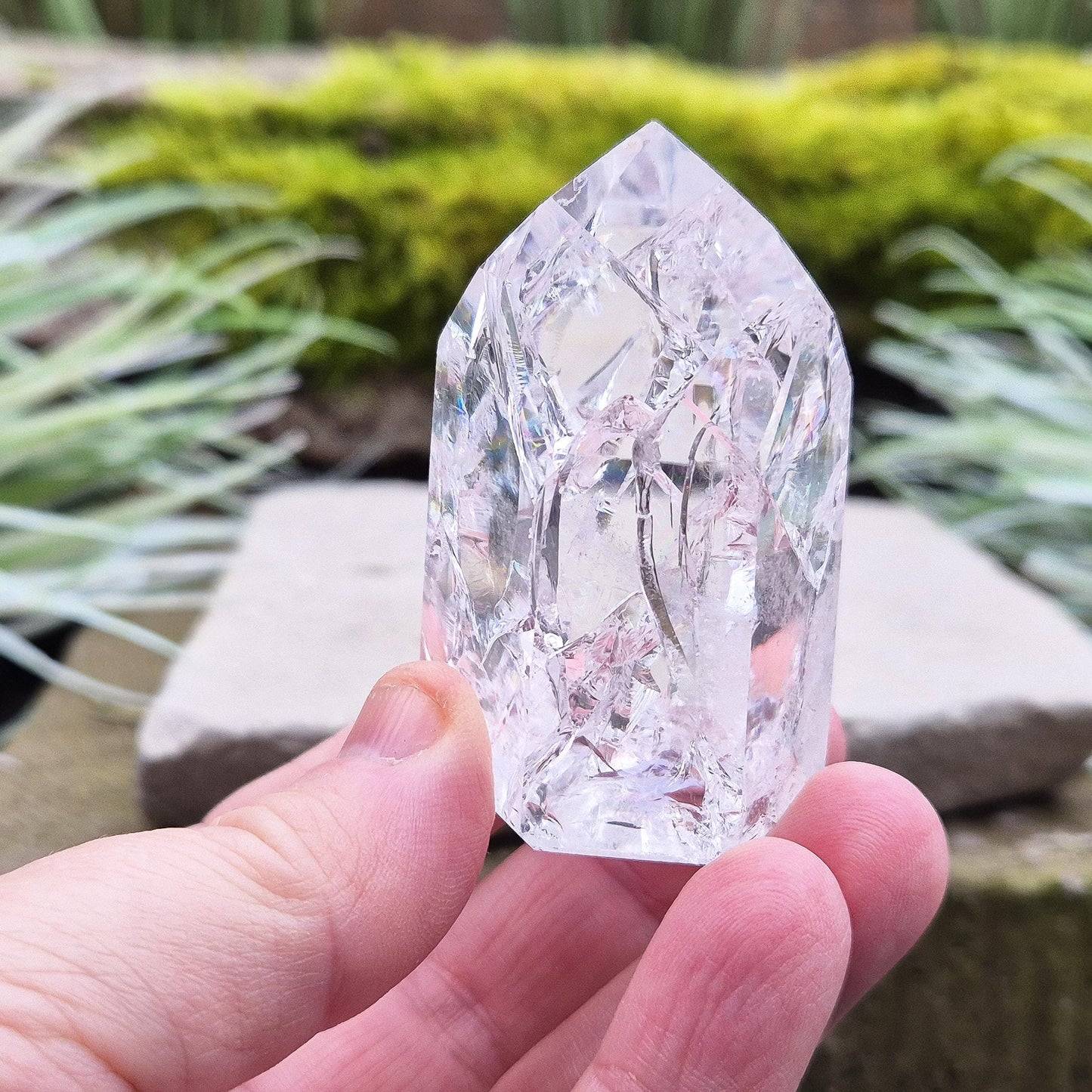 Fire and Ice Quartz Crystal Point, Rainbow Quartz, supports Focus & Clarity