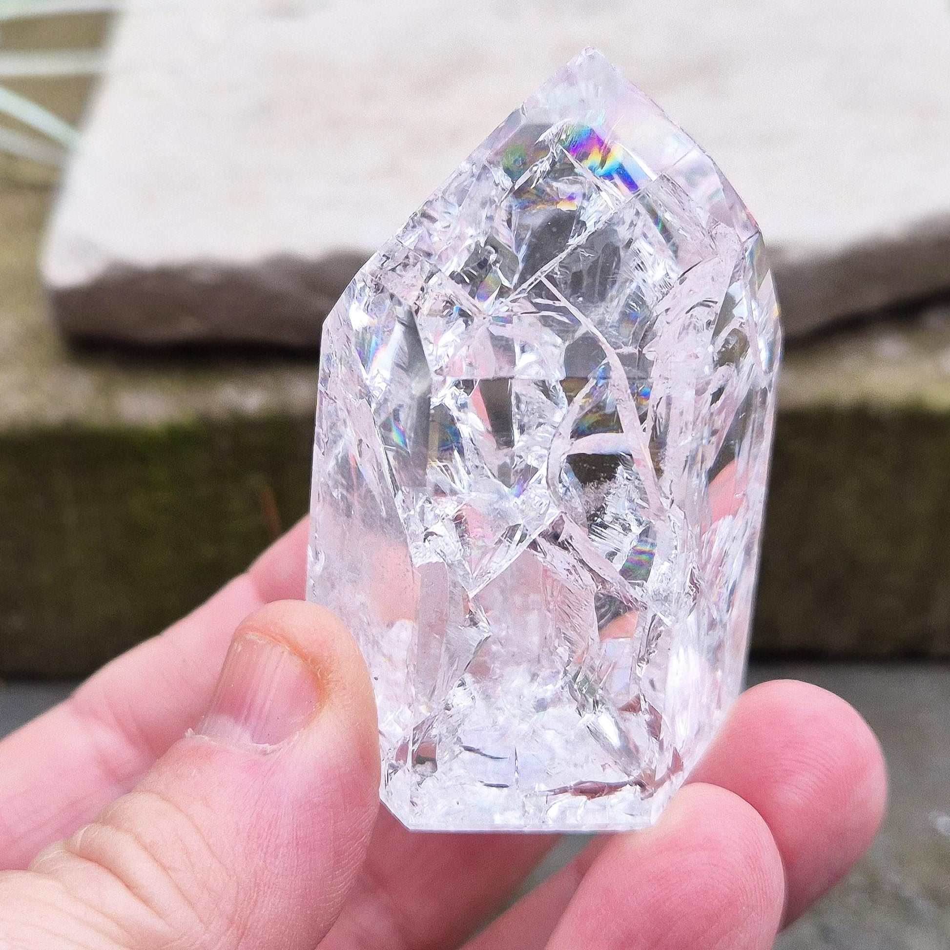 Fire and Ice Quartz: Experience the unique beauty and balance of this striking crystal, known for its powerful energy and serene transparency.