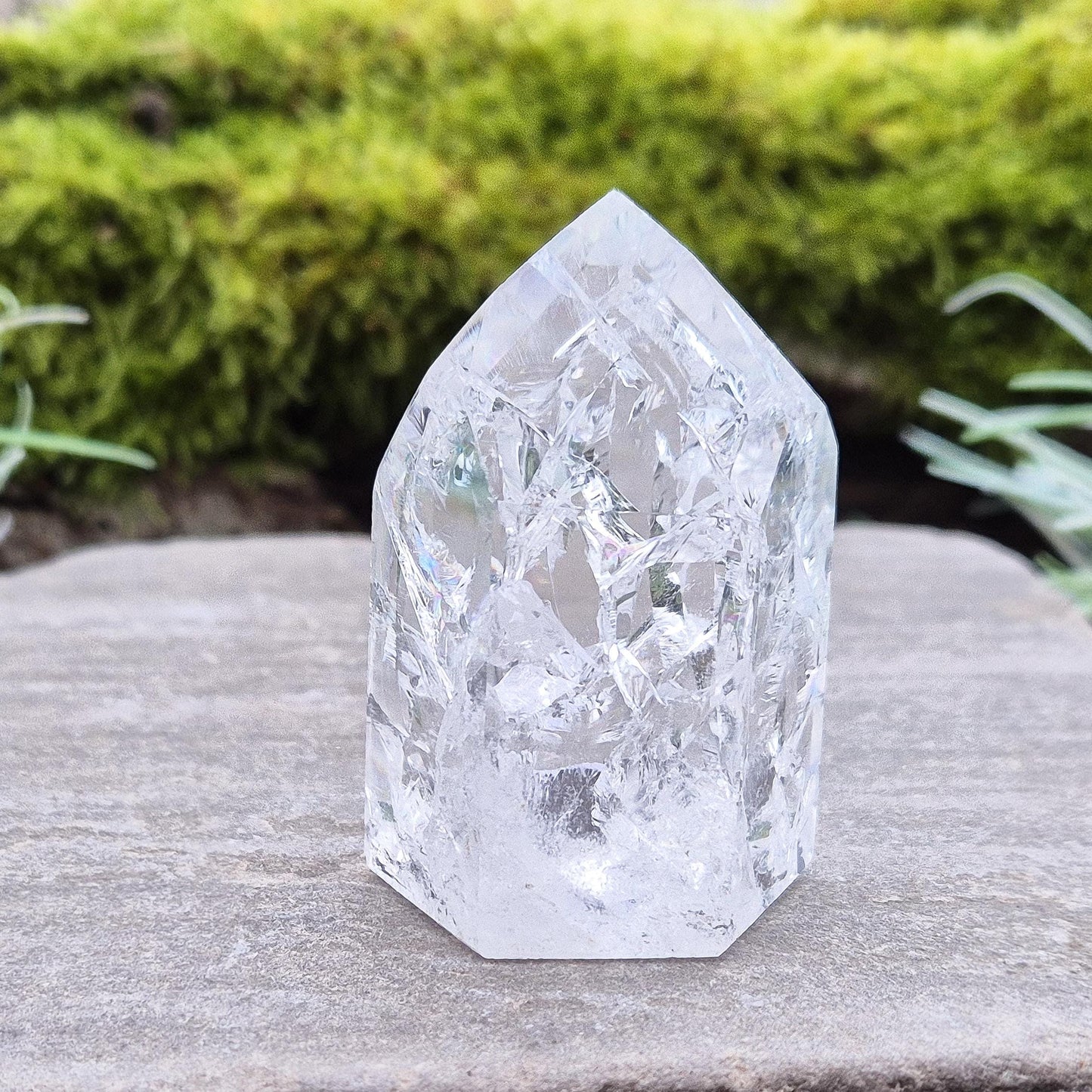 Fire and Ice Quartz Crystal Point, Rainbow Quartz, supports Focus & Clarity