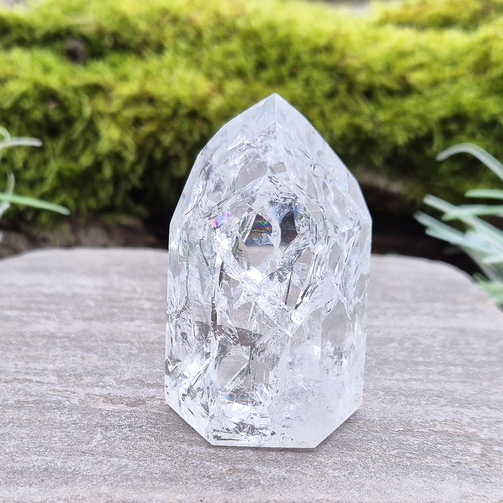 Fire and Ice Quartz: Experience the unique beauty and balance of this striking crystal, known for its powerful energy and serene transparency.