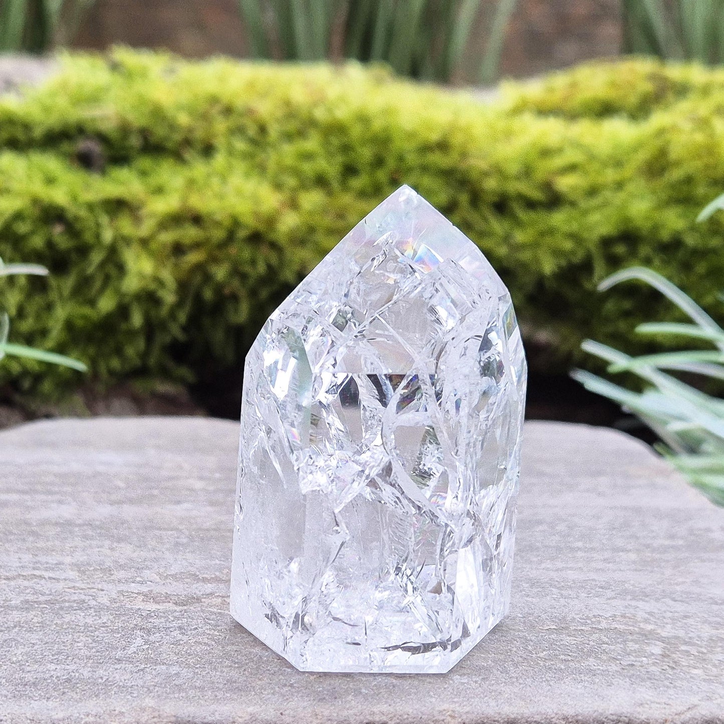 Fire and Ice Quartz Crystal Point, Rainbow Quartz