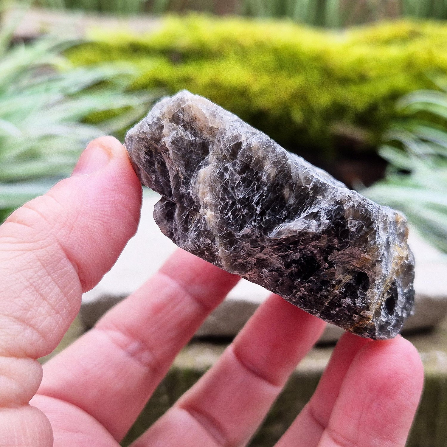 Black Moonstone from Madagascar, natural piece. Black Moonstone is a variety of moonstone that features dark shades, often with a subtle shimmer. 