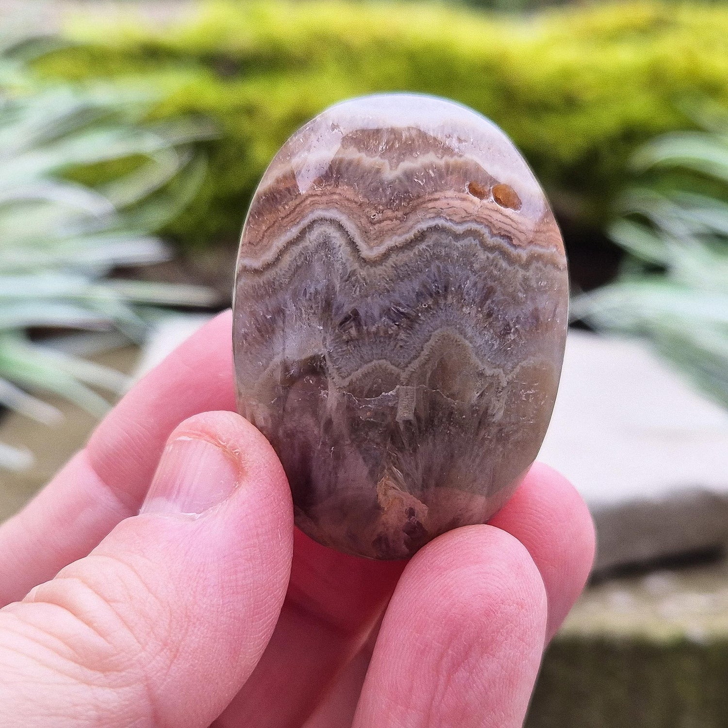 Amethyst and Jasper Palm Stone. These Amethyst and Jasper Palm Stones are sourced from the mineral-rich region of Ametista do Sul, Rio Grande do Sul, Brazil.