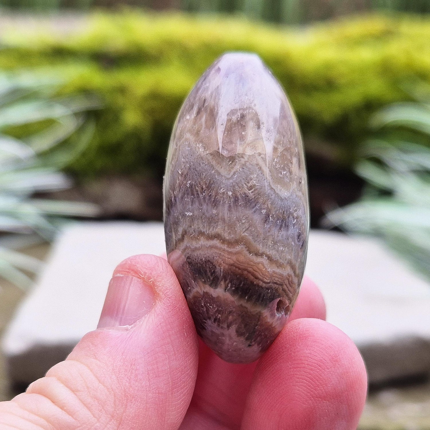 Amethyst and Jasper Palm Stone. These Amethyst and Jasper Palm Stones are sourced from the mineral-rich region of Ametista do Sul, Rio Grande do Sul, Brazil.