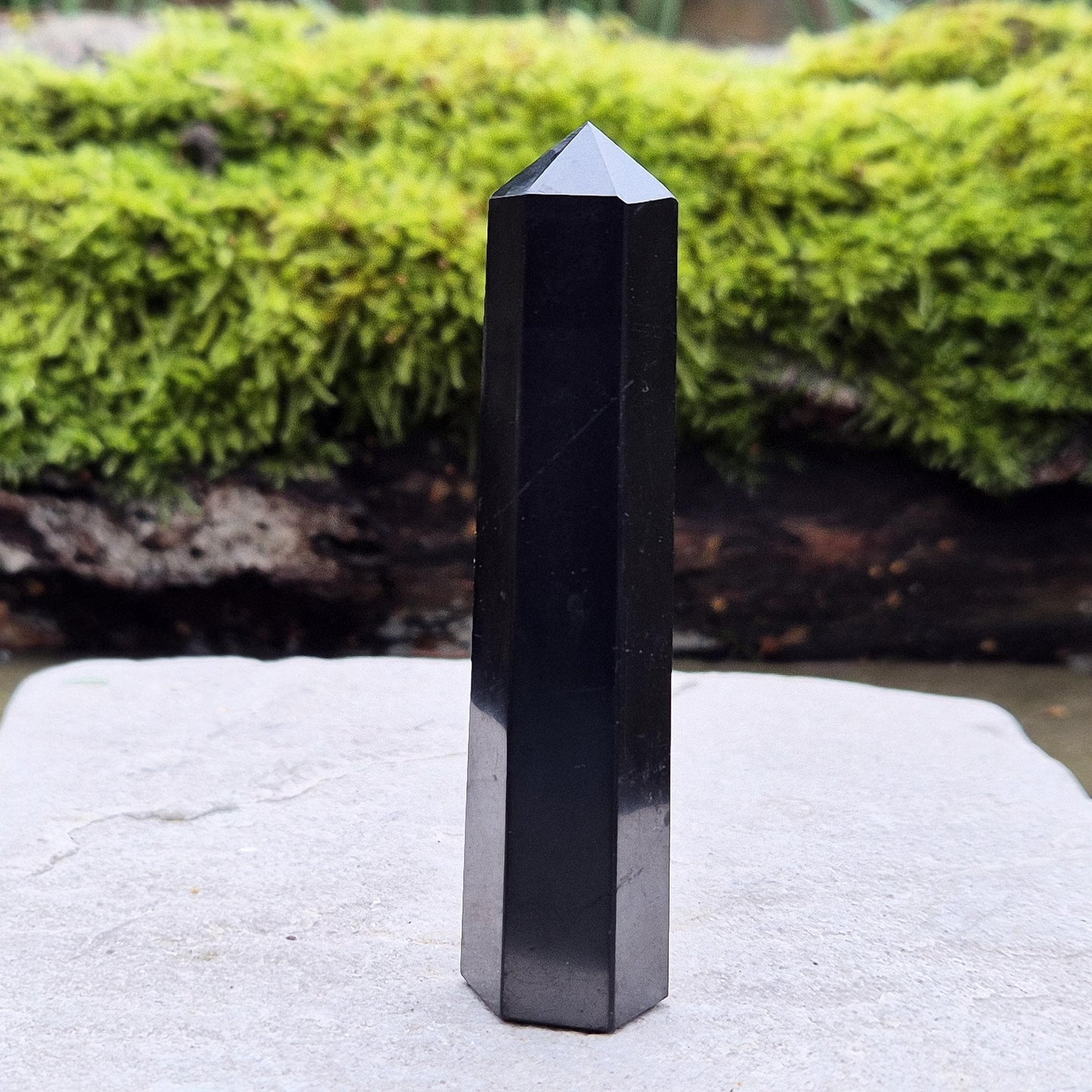 Shungite Polished Point, represents Balance, Focus & Grounding