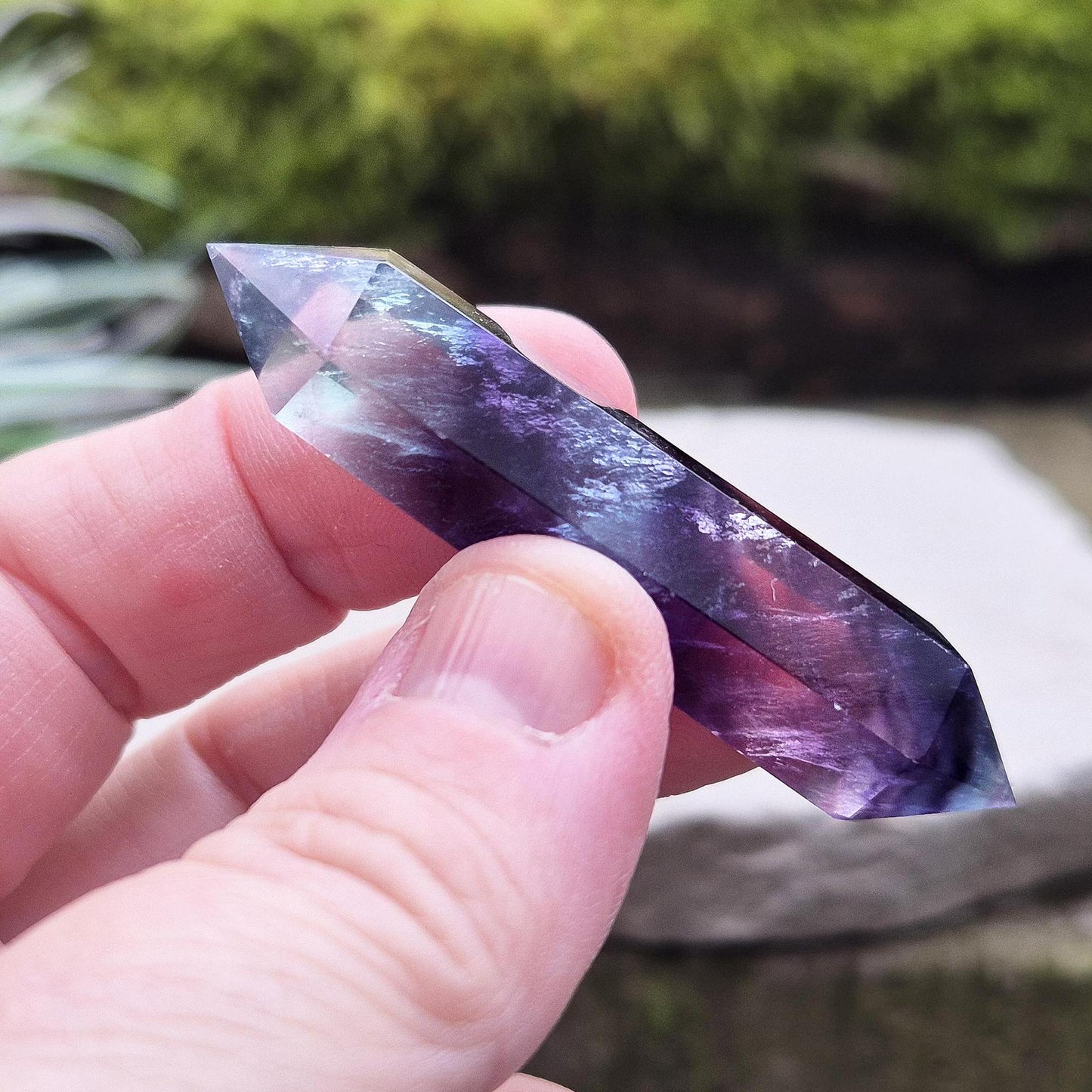 Rainbow Fluroite Crystal double terminated Wand from China, high grade, lovley saturated colouring.