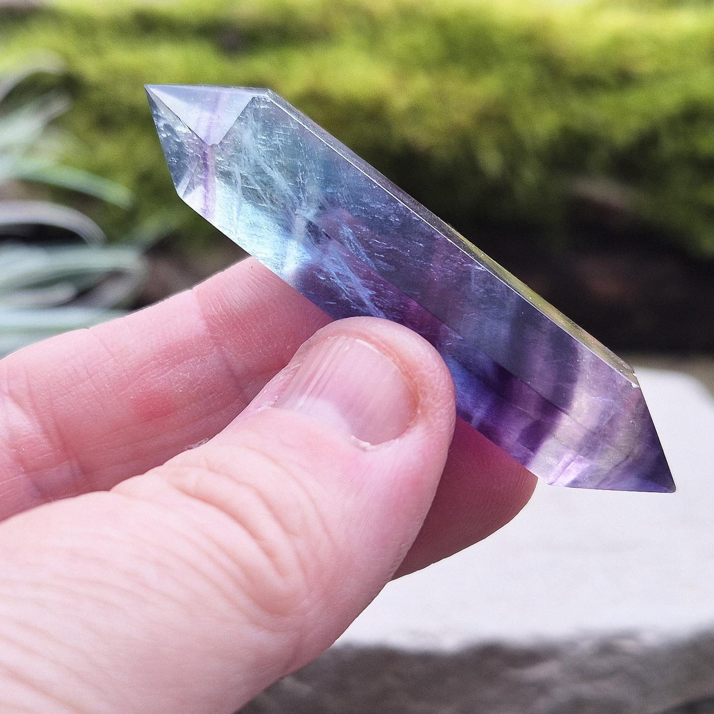 Fluorite double terminated Wand, deep colour saturation, high grade crystal