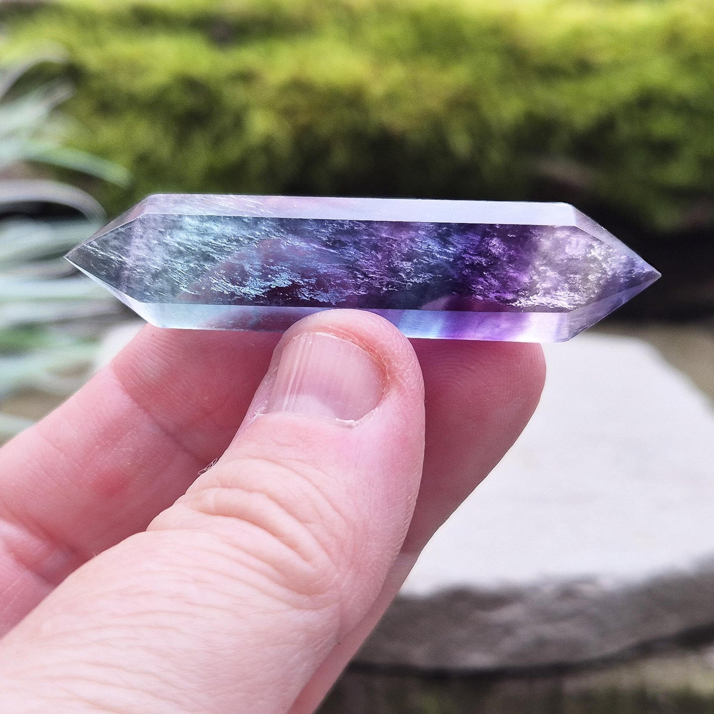 Fluorite double terminated Wand, deep colour saturation, high grade crystal